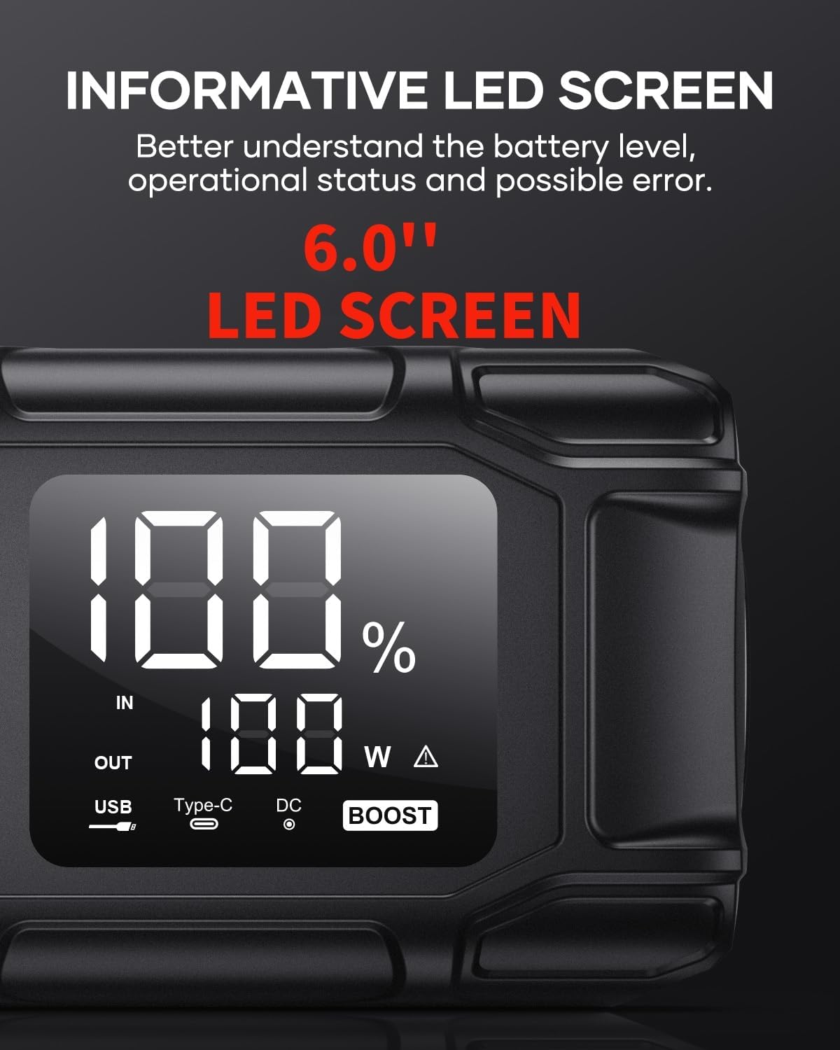 FLYLINKTECH Car Battery Jump Starter, 8000A Peak 26800mAh Jump Start Battery Pack(for All Gas or up to 12L Diesel)