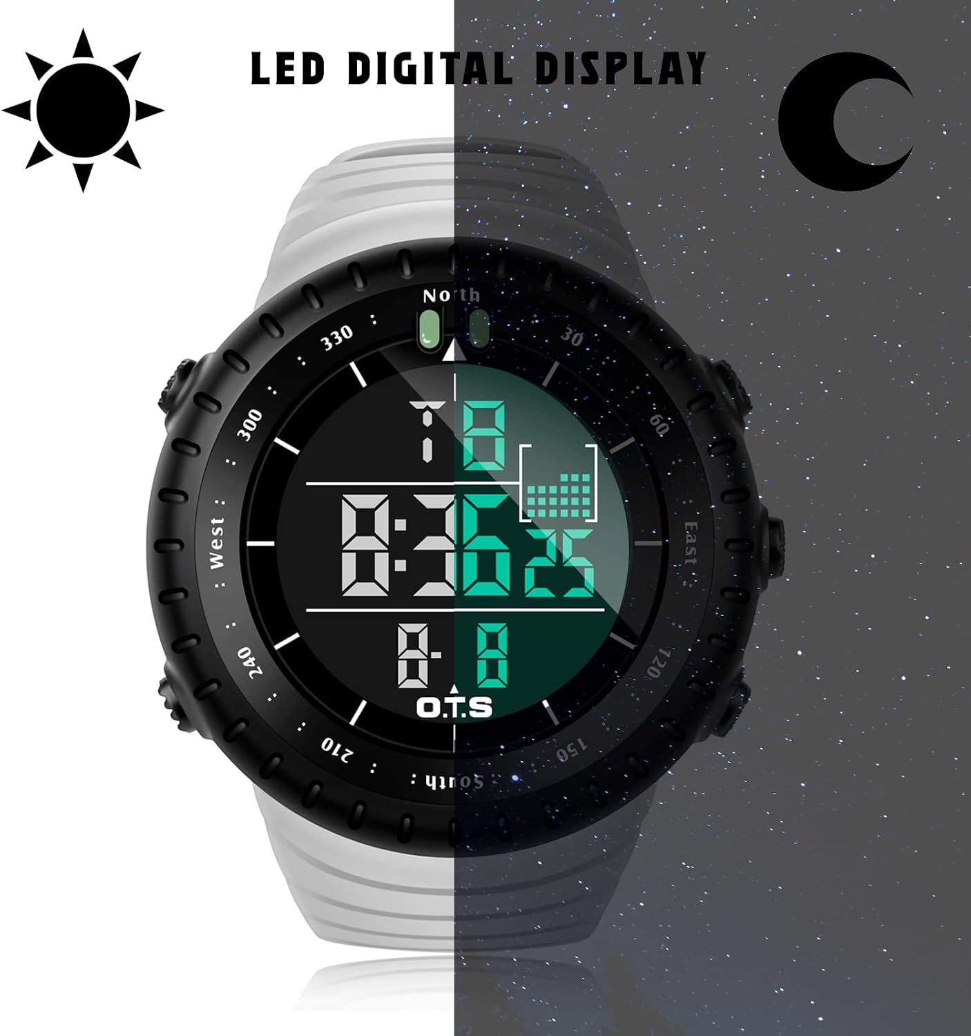 PALADA Men's Digital Sports Watch Waterproof Tactical Watch with LED Backlight Watches for Men