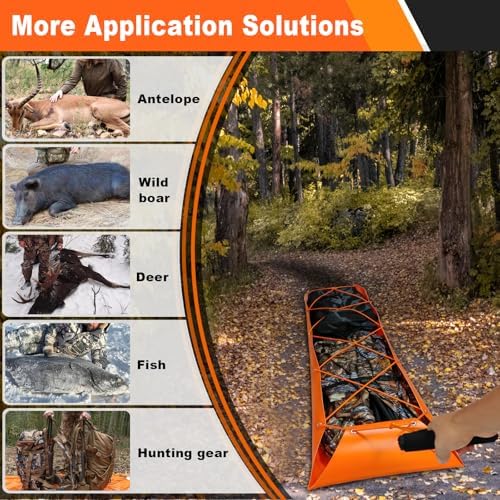 Bayattoo Heavy Duty Drag Sled Mat-Thickened Tear-Resistant HDPE with Pull Cables, Portable Yard, Hunting & Construction Hauler