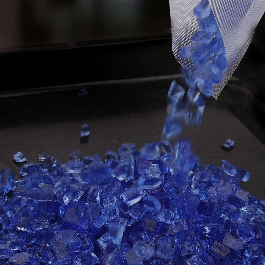 Onlyfire 10 lbs Fire Glass Rocks for Gas Propane Fire Pit and Fireplace