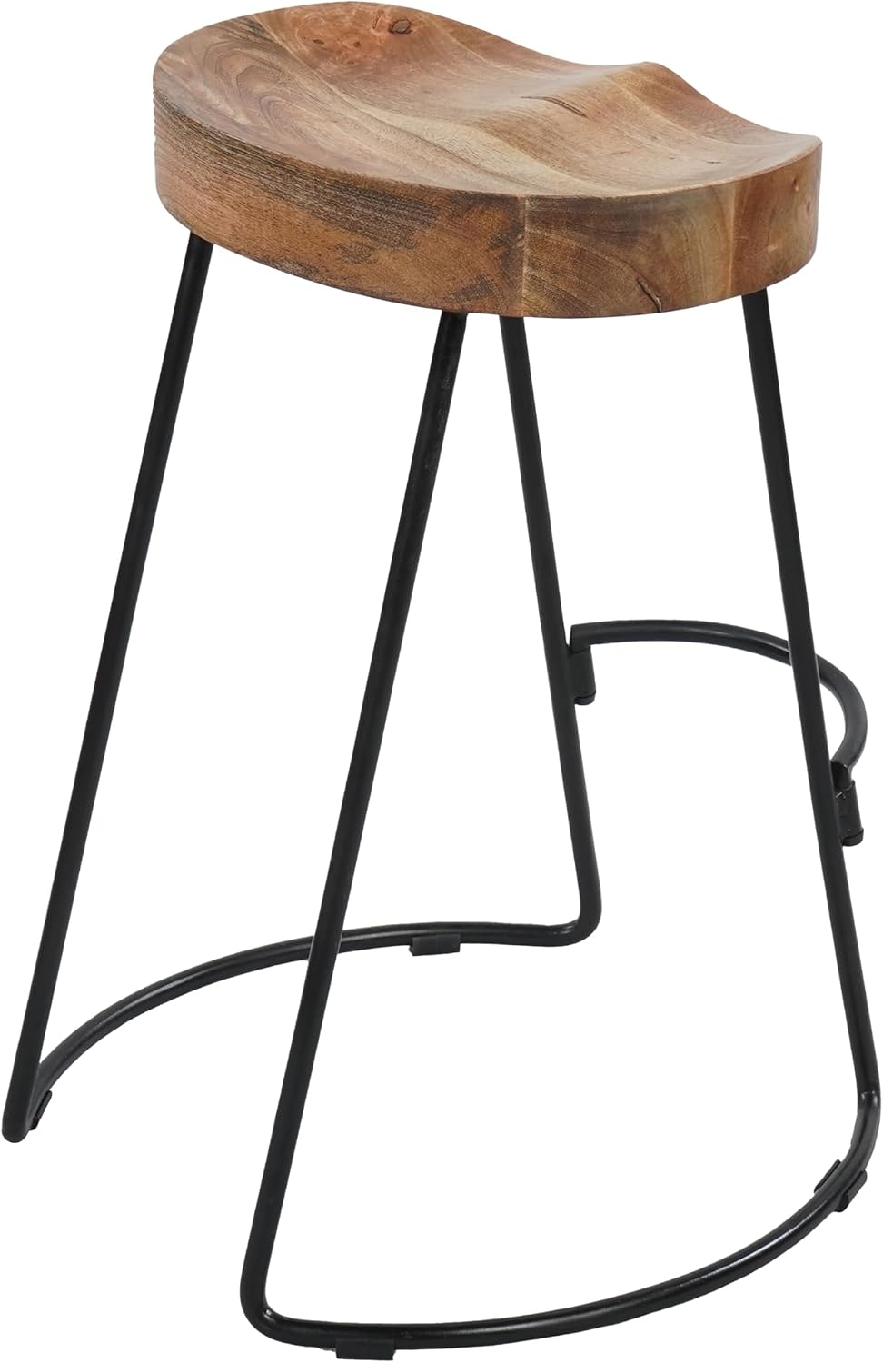 The Urban Port 24 Inch Wooden Saddle Seat Barstool