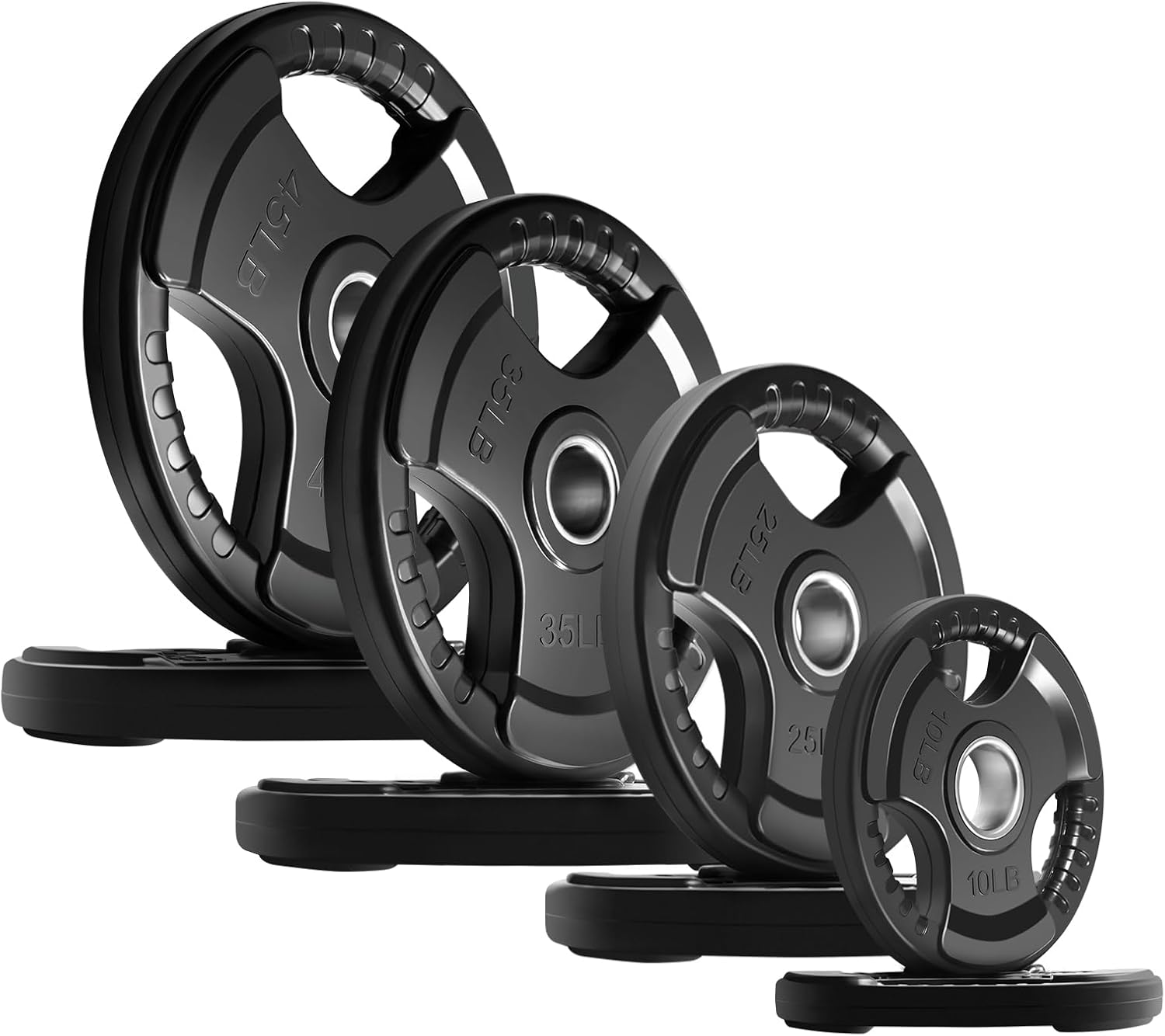 RitFit Olympic Rubber Grip Weight Plates, 2-Inch Barbell Set
