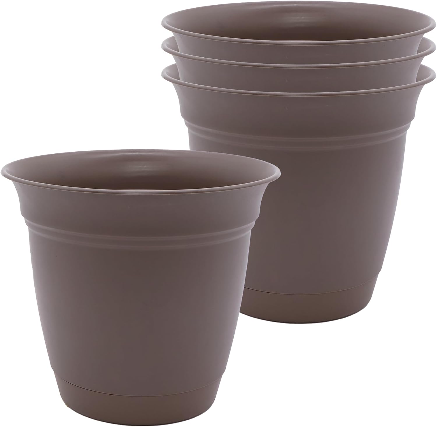The HC Companies Eclipse Round Planter with Saucer - Outdoor & Indoor Plant Pot with Drainage Holes - Lightweight