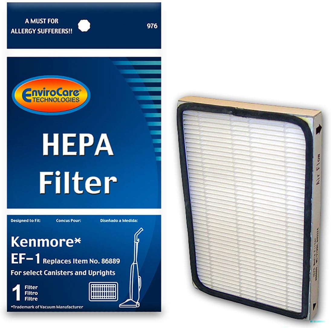 EnviroCare Replacement HEPA Vacuum Cleaner Filter Designed to fit Kenmore EF-1 for Select Canisters and Uprights