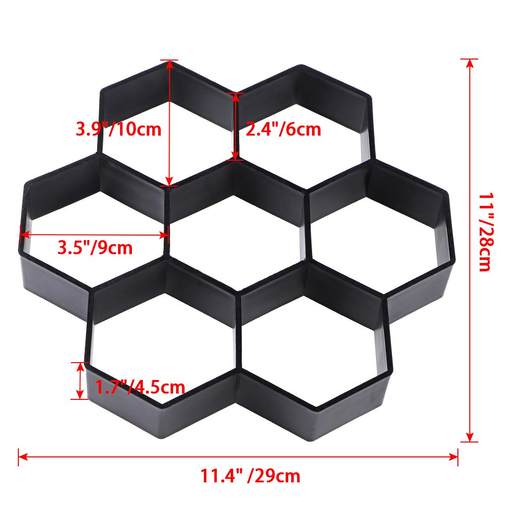 Skelang Hexagon Pavement Mold, 11.4"×11"×1.7" Reusable Walk Path Maker, Concrete Cement Pavement Mold for DIY Garden Concrete Path