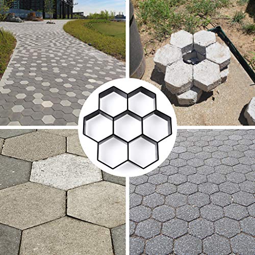 Skelang Hexagon Pavement Mold, 11.4"×11"×1.7" Reusable Walk Path Maker, Concrete Cement Pavement Mold for DIY Garden Concrete Path