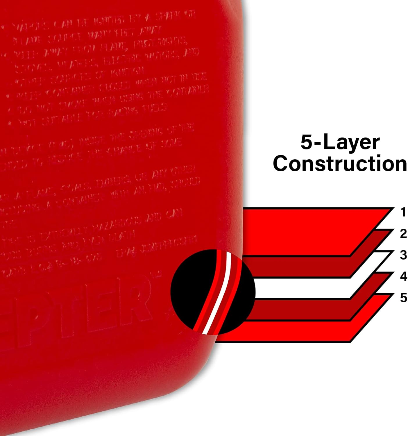 Scepter 1 Gal Gas Can, Spill Proof SmartControl Spout, Spout Extender, Red