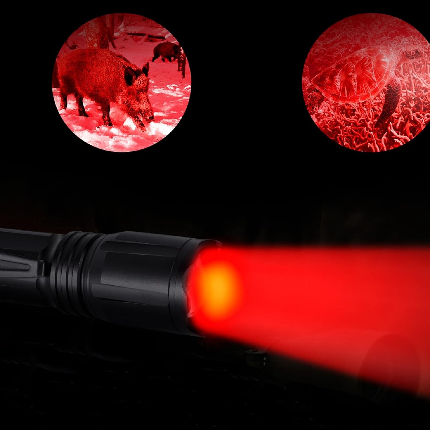 Upgraded Zoomable Red Flashlight, 4 Color in 1 | Green Red Blue White Multi-Color RGBW LED, Memory Function, Night Vision, Fishing, Astronomy