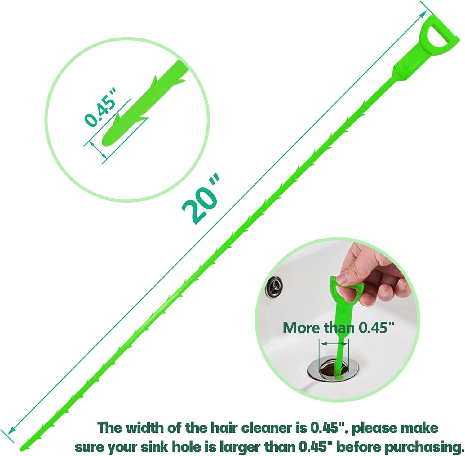 Drain Snake Hair Drain Clog Remover - 3 Pack Shower Sink Unclogger Tool