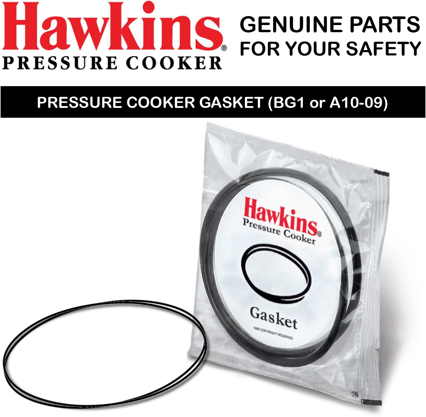 Hawkins A10-09 Gasket Sealing Ring for Pressure Cookers, 2 to 4-Liter, Black