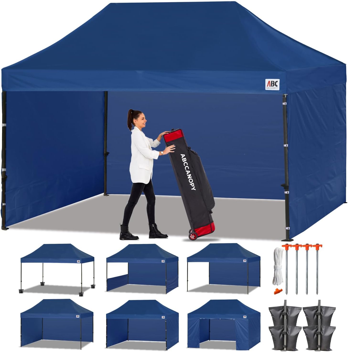 ABCCANOPY Heavy Duty Easy Pop up Canopy Tent with Sidewalls 10x20, Turquoise
