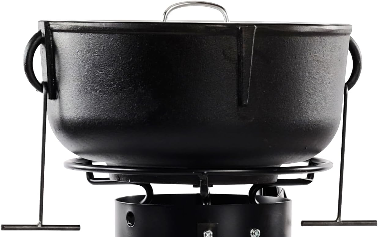 4 Gallon Cast Iron Pot with Flat Bottom, Aluminum Lid