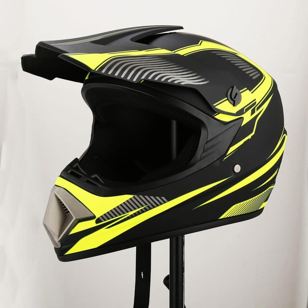 Motocross Offroad Helmet Dirt Bike Helmet BMX MX ATV Helmet Full Face Motorcycle Helmet with Gloves Goggles Mask for Unisex Adult Youth DOT/FMVSS
