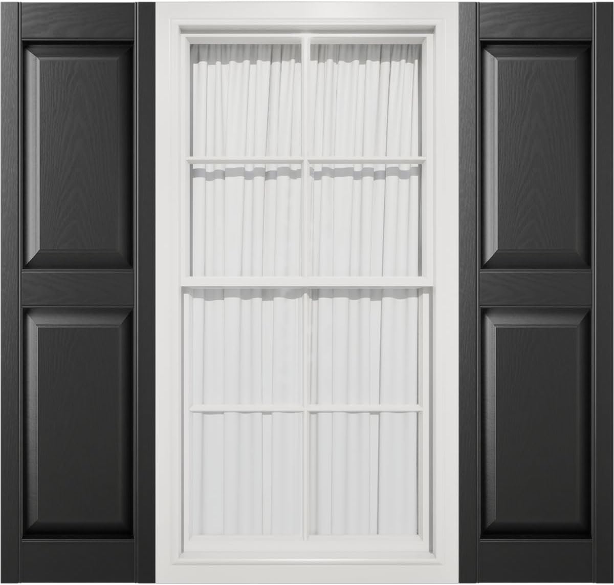 Mid America 00021247002 Standard Size Williamsburg Double Panel Vinyl Shutters, w/Installation Shutter-Lok's & Matching Screws (Per Pair), 002, 12"W x 47"H, Black