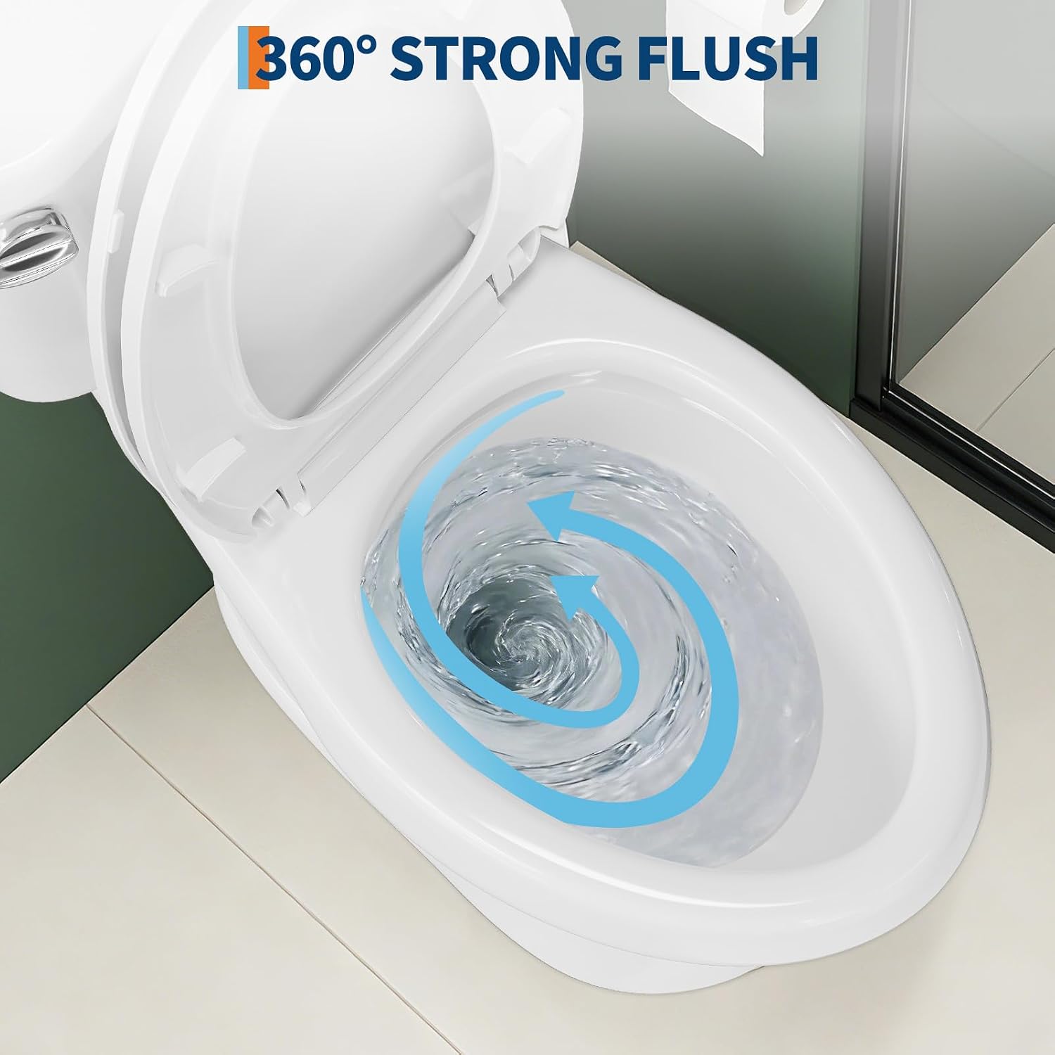 Two-Piece Toilets for Bathrooms, Comfort ADA Toilet with 19" Height, Elongated with Soft Close Seat, Power Flush 1.28 GPF