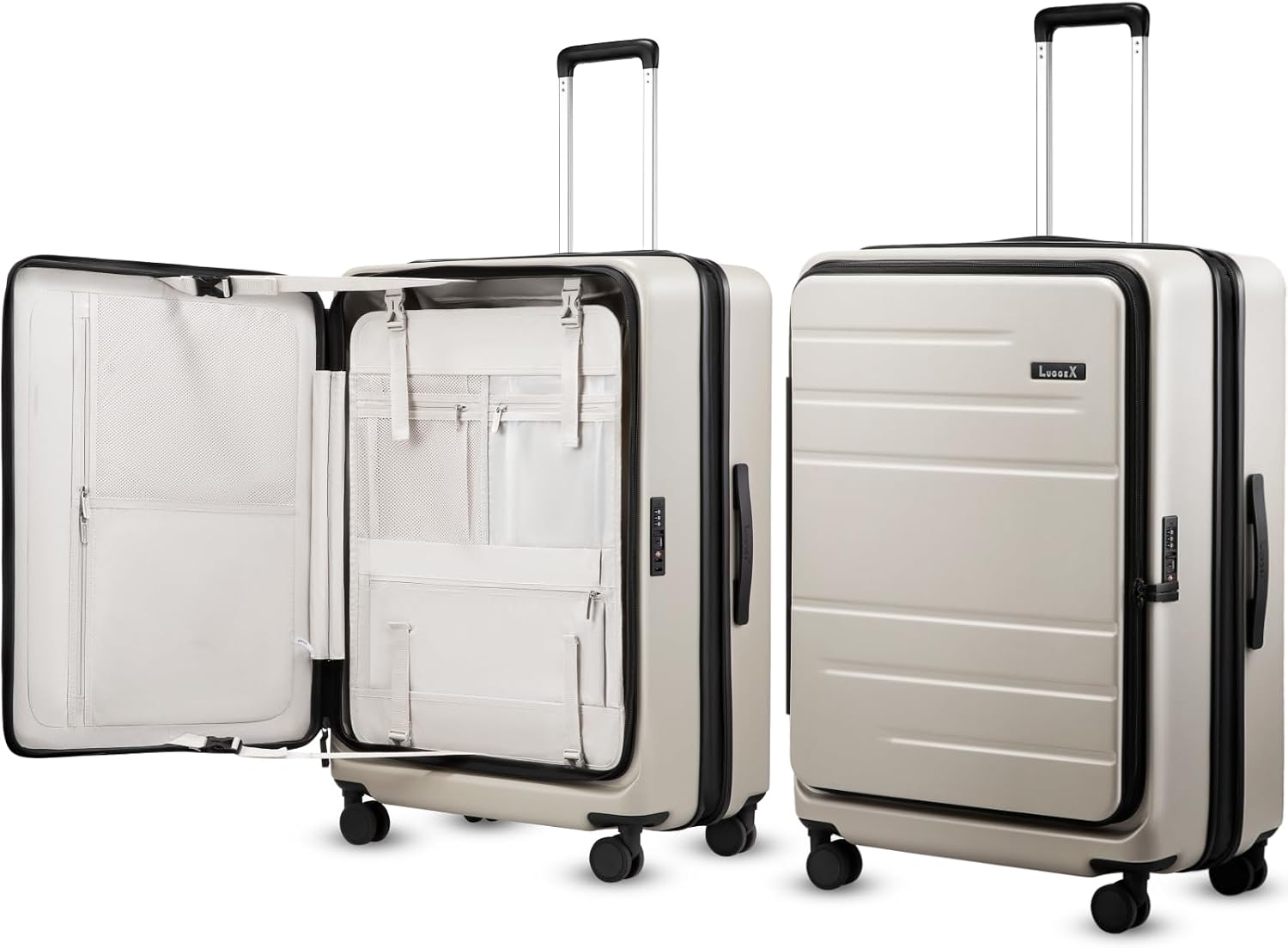 LUGGEX Checked Top Opening Expandable Suitcase, Black, 28" | Checked Luggage, Top Opening Design, 100% PC Hard Shell, Expandable Storage, TSA Approved Lock, 105L-115L Capacity, FX-Core
