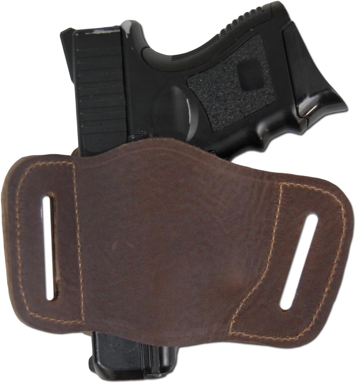 New Barsony Quick Slide Gun OWB Brown Leather Holster for Compact 9mm 40 45 Pistols