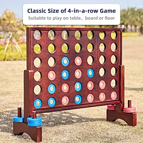 Giant 4 in a Row Game, Wooden 2.8Ft Outdoor Yard Game for Family