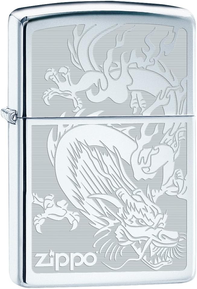 Zippo Lighter: Dragon, Engraved - High Polish Chrome 76458