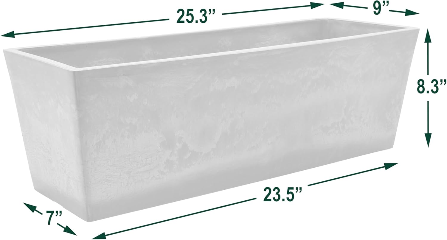 Arcadia Garden Products PSW U45CT Plastic/Stone/Wood Composite Simplicity Window Box, No Drainage Hole (Drillable), 17.5" x 7" x 6", Cement Color