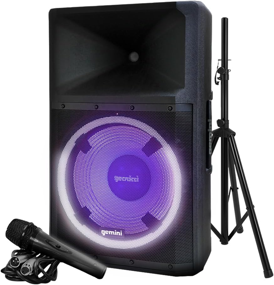 Gemini 15" Bluetooth PA Speaker, 1800 Watts, 3-Ch Mixer (GSP-2200)