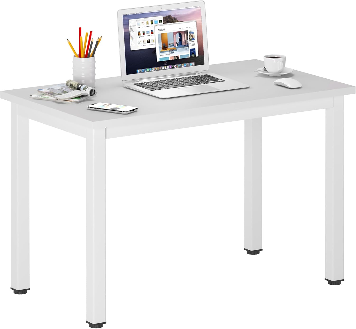 DlandHome 47 inches Medium Computer Desk for Bedroom, Retro