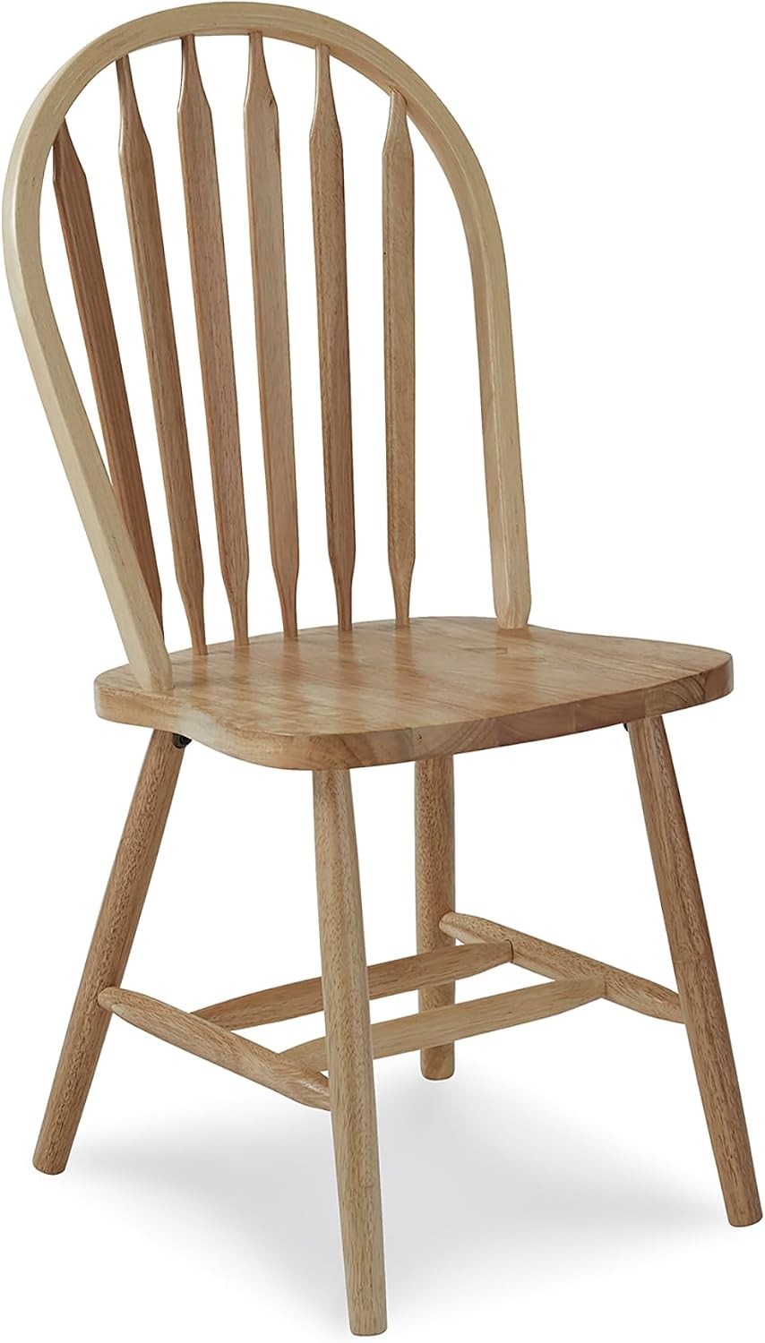 IC International Concepts Solid Wood Windsor ArrowBack Chair, Unfinished