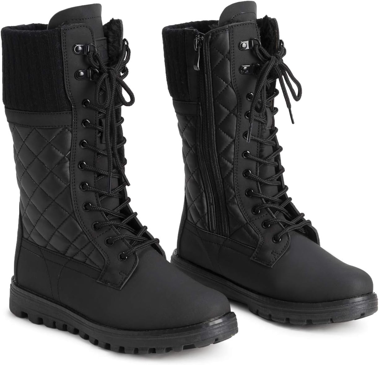 POLAR Womens Faux Fur Warm Thermal Waterproof Outdoor Walking Snow Winter Rubber Sole Calf Boots