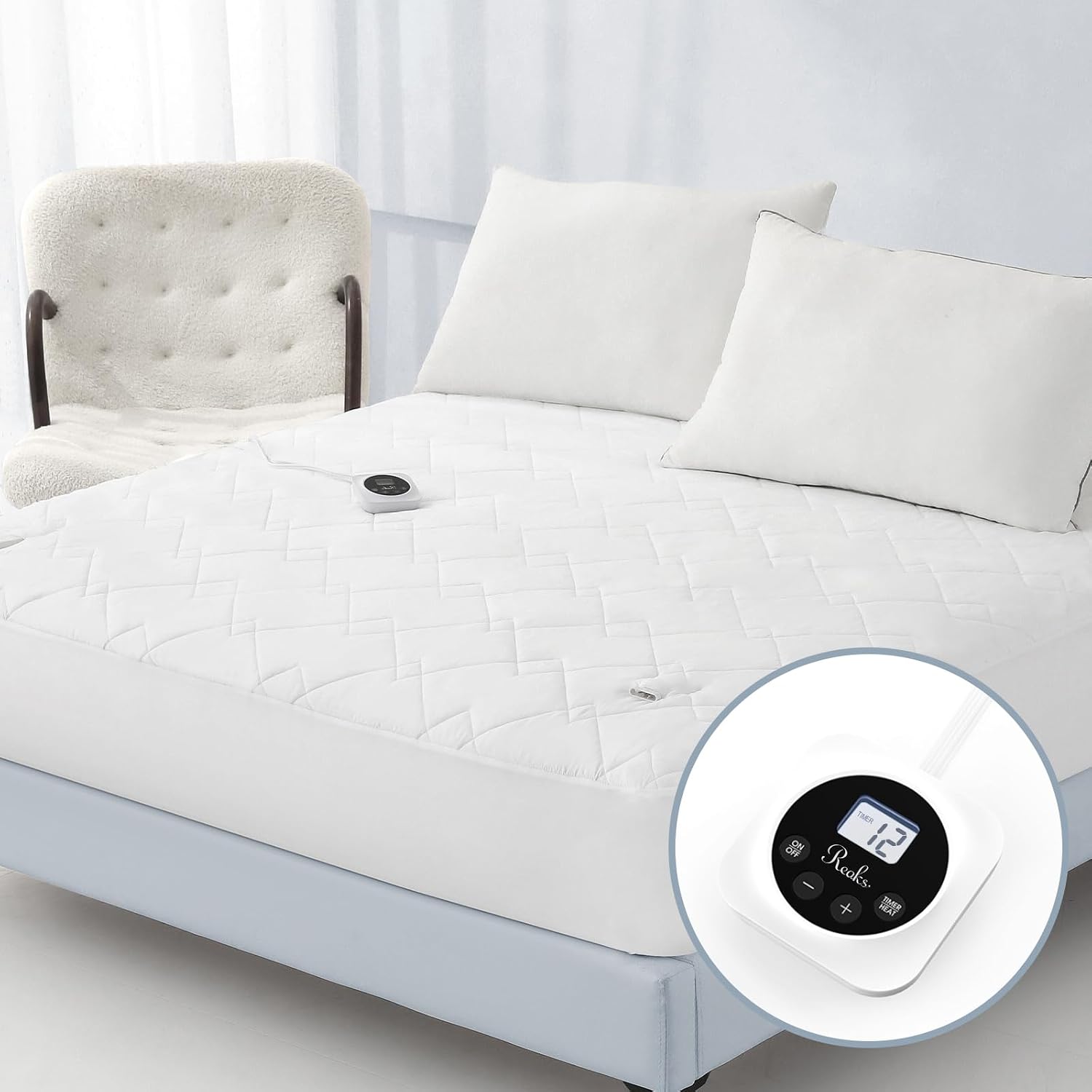 Heated Mattress Pad King, 3D Air Fabric, Preheat & Memory for Cold Winter