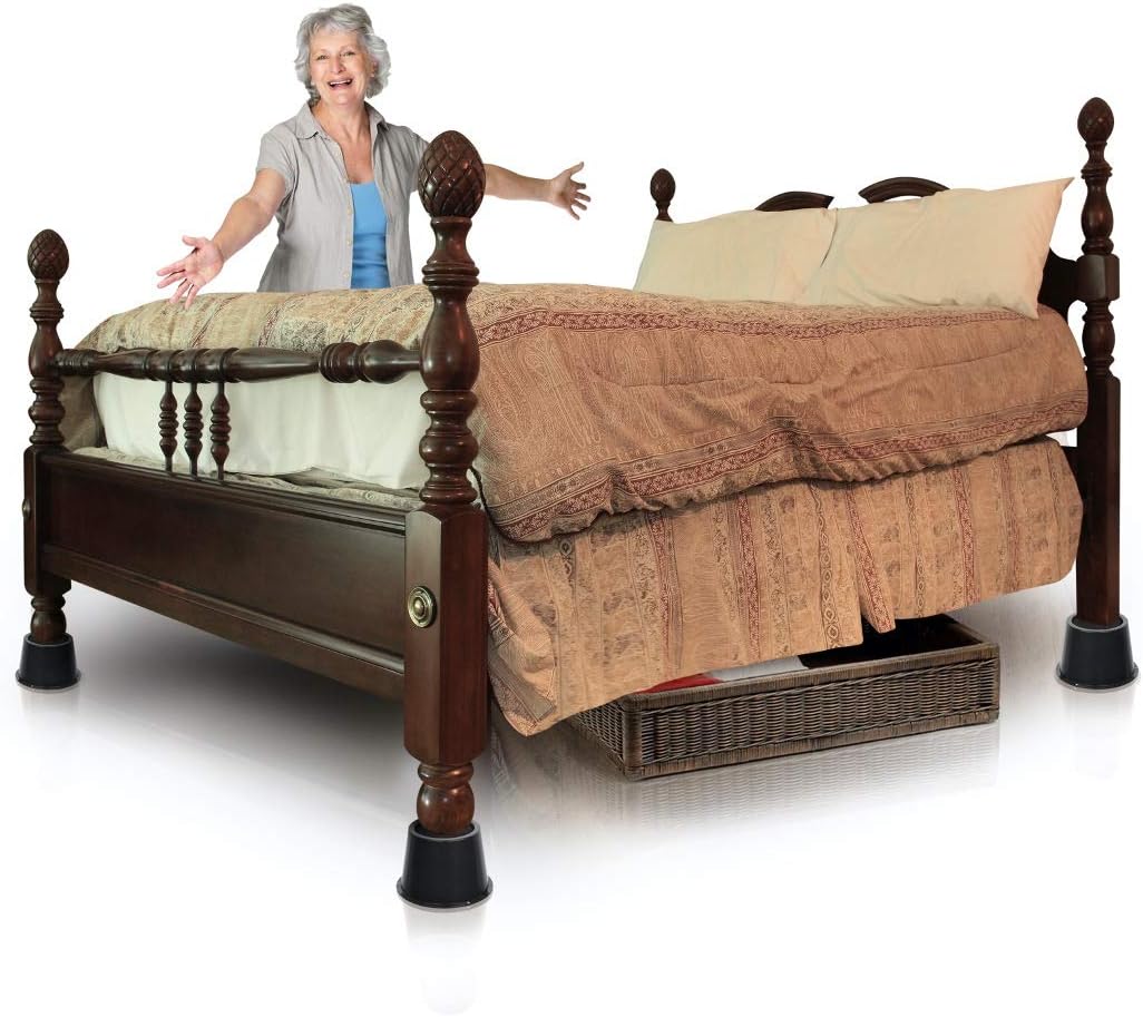 Slipstick CB672 Premium 3 Inch Bed Risers/Furniture Raisers with Steel Reinforced Caster Wheel Holder Top, Lifts Height 3" (4 Pack) Supports 2