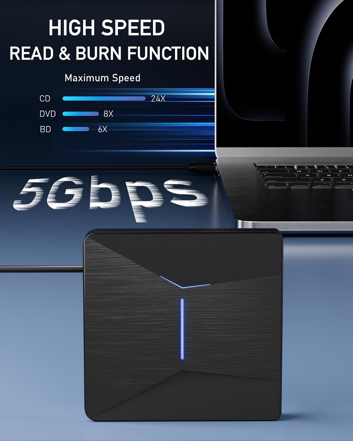 USB3.0&Type-C Blu Ray Burner for Laptop, External Blueray/DVD Drive for PC | Widely Compatible External Blu-ray Drives Adapt to Diverse Usage