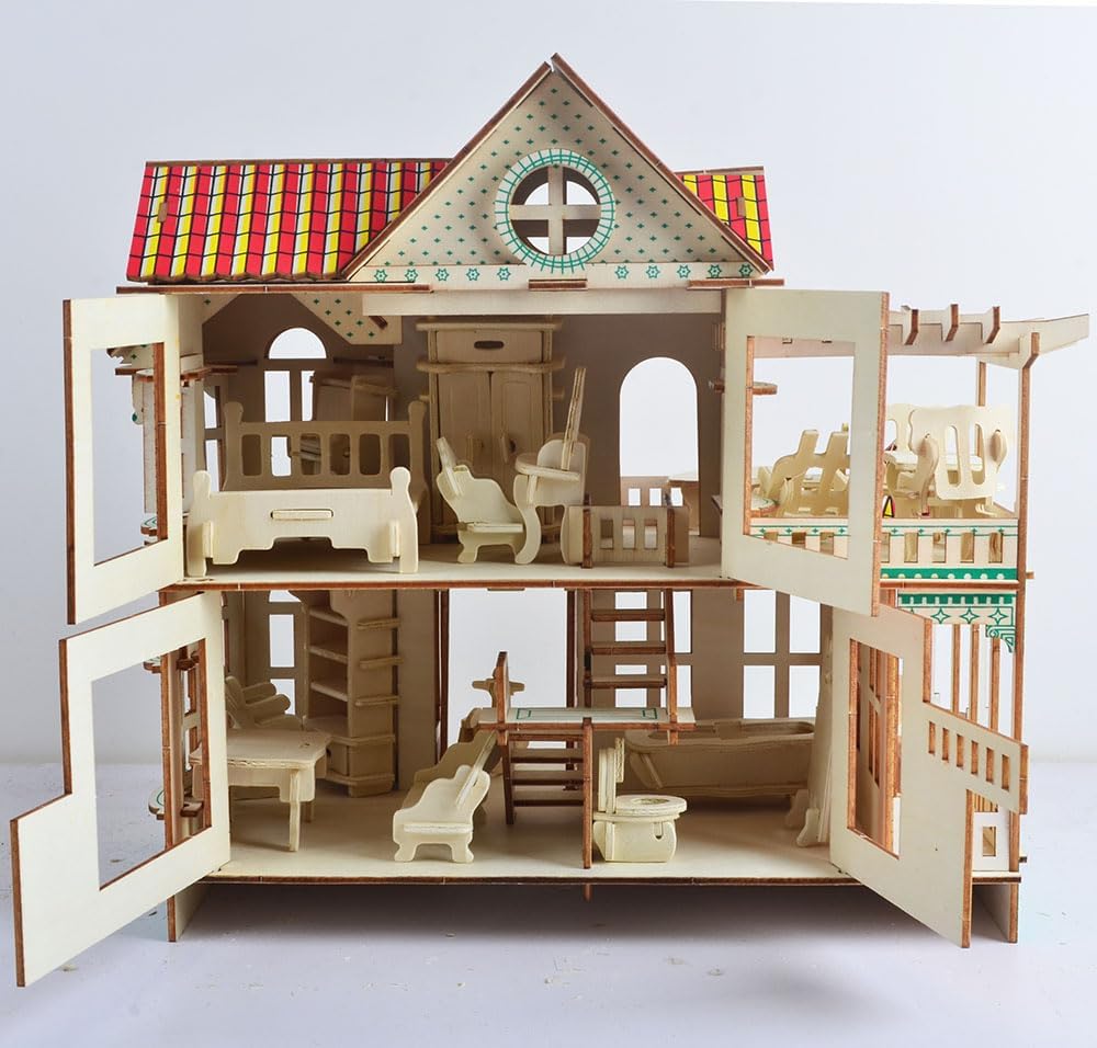 NWFashion Wooden Dream Dollhouse DIY Kits 3D Puzzle for Christmas Party Halloween House (Dream House)