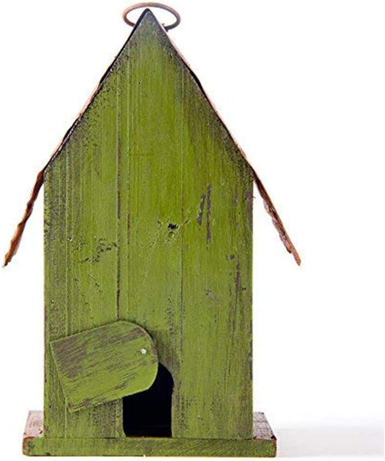 Glitzhome Bird Houses for Outside,10" H Rustic Wooden Bird House Garden Distressed Decorative Birdhouse for Outdoors, Hanging Birdhouse for Bluebird Hummingbird Wren Finch Cardinals Cedar