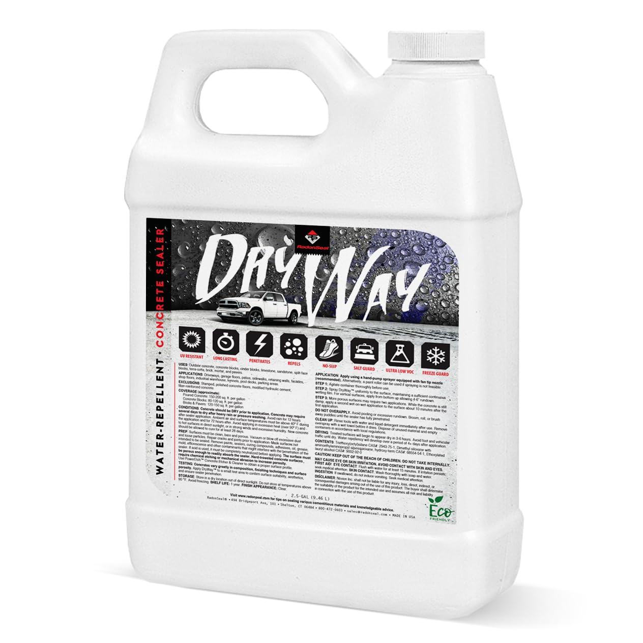 DryWay Silane Siloxane Penetrating Concrete Driveway Sealer, Natural Finish | Breathable Water-Repellent Concrete Sealer for Brick, Pavers, Patios, Pool Decks & Outdoor Concrete - Non-Film Forming