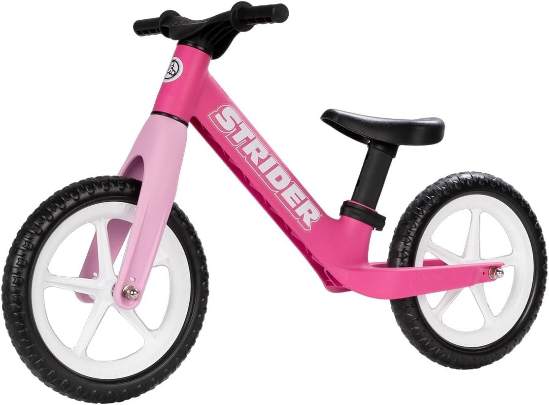 Strider 12 Comp, No Pedal Balance Bike for Kids Ages 1–3 Years | No-Pedal Composite Bike, Adjustable Seat, Lightweight Frame, Easy Assembly, Durable All-Weather Plastic, Never Flat Tires