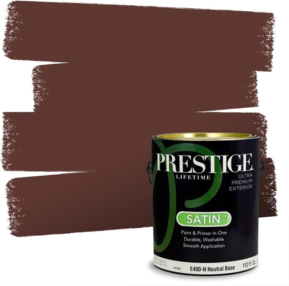 PRESTIGE Paints Exterior Paint and Primer In One, 1-Gallon, Semi-Gloss, Comparable Match of Sherwin Williams* French Roast*