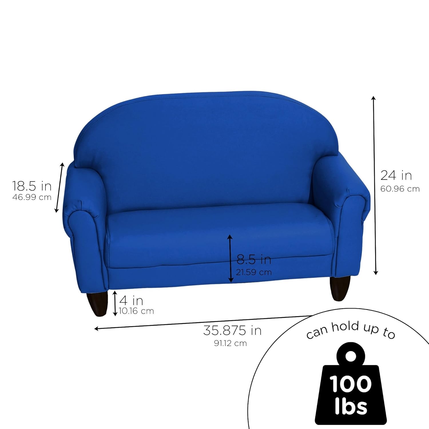 Children's Factory Upholstered Toddler Couch, Sofa, Deep Water