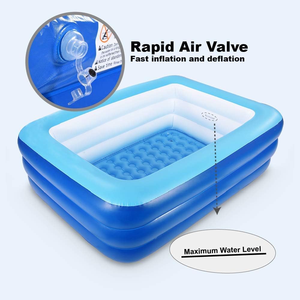 Inflatable Swimming Pool for Kids, 59" X 45" X 20" Kiddie Pools with Inflatable Soft Floor, Durable Blow Up Pools for Backyard