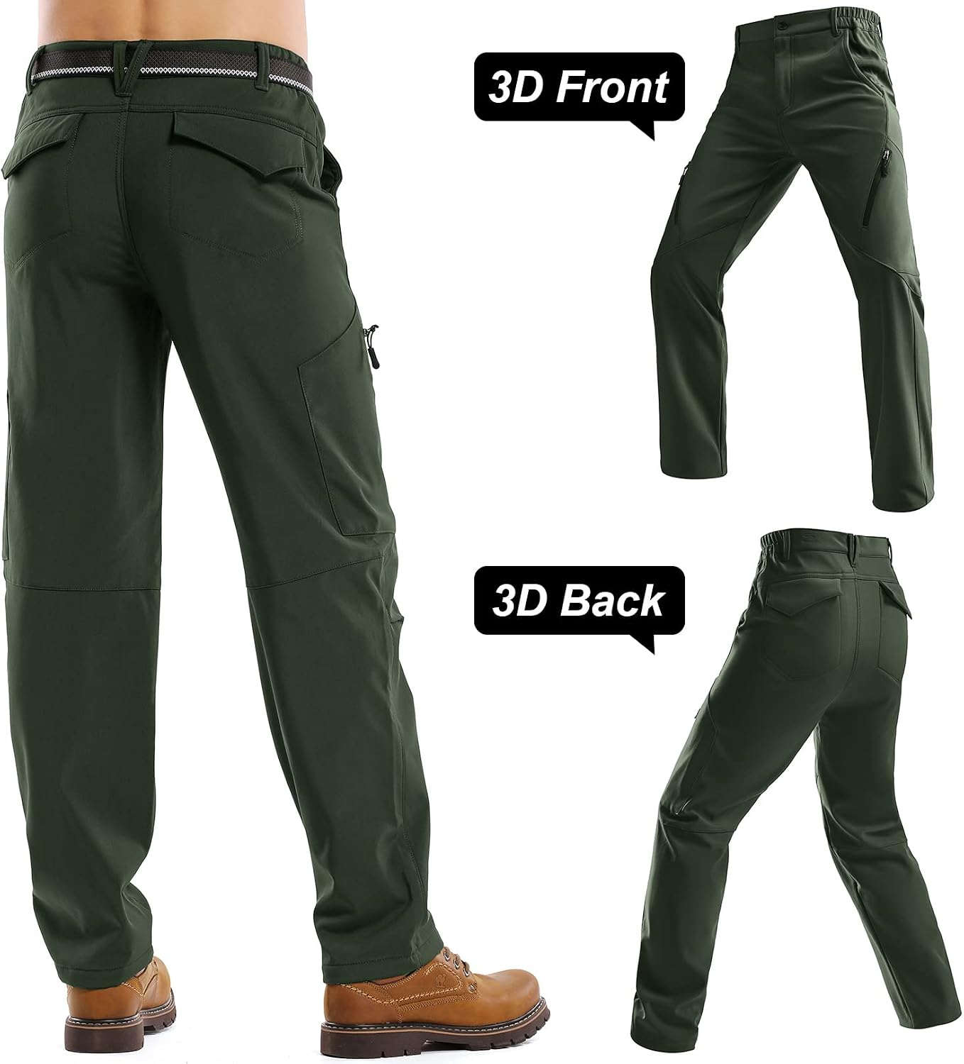 Men's Waterproof Pants Fleece Lined Insulated Winter Hiking Ski Snow Pants
