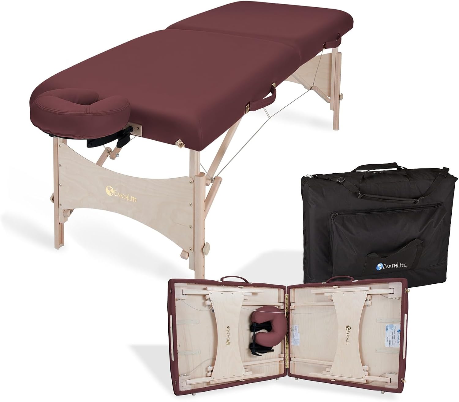 EarthLite Harmony DX Portable Massage Table Package, Includes Table + Face Cradle + Carrying Case, 30" x 73, Black