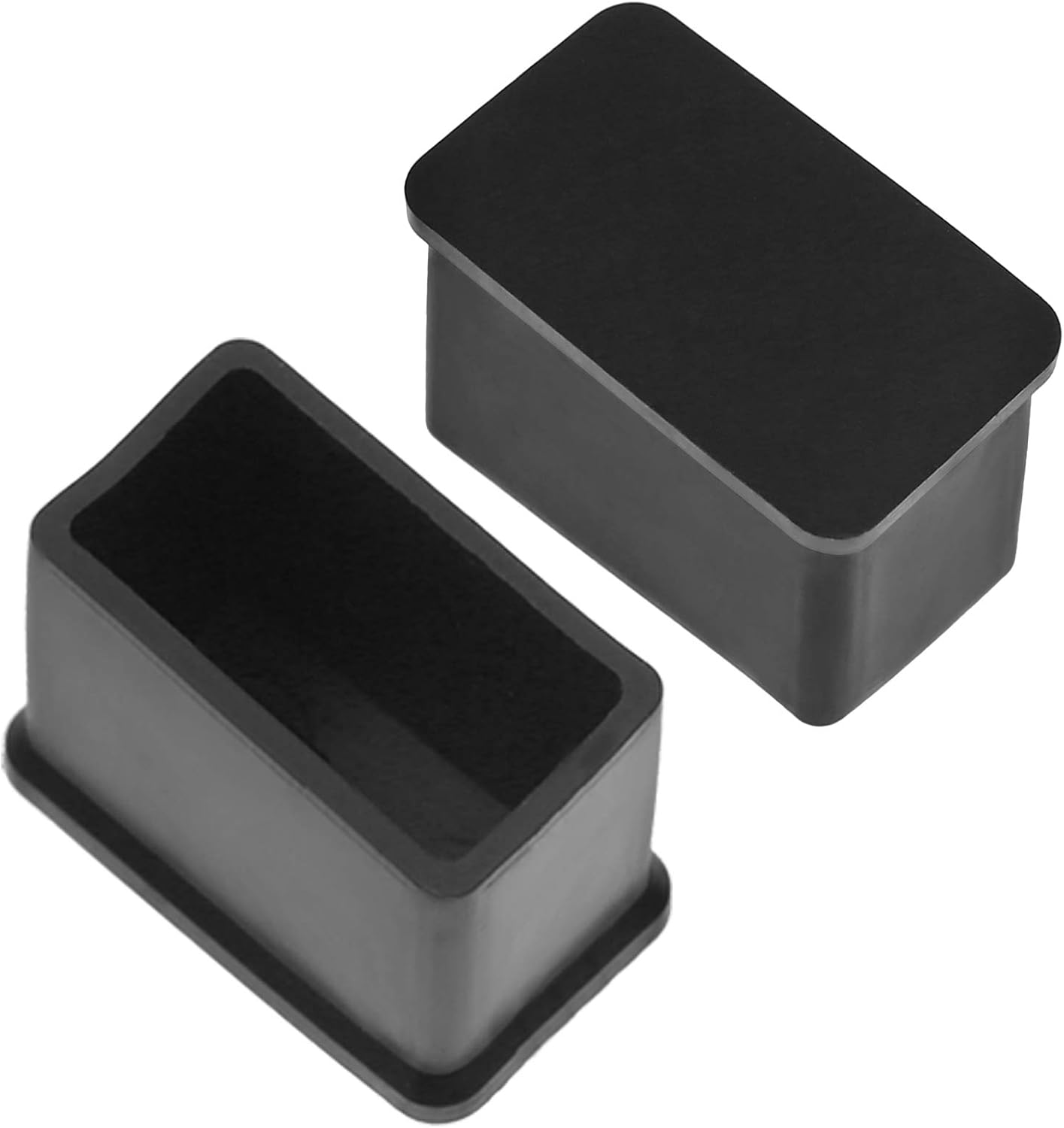 Bonsicoky 20Pcs Rectangle Rubber Furniture Leg Caps (3/4" x 1-1/2"), Vinyl Flexible Chair Leg Floor Protectors for Patio Indoor Chair Table Bed