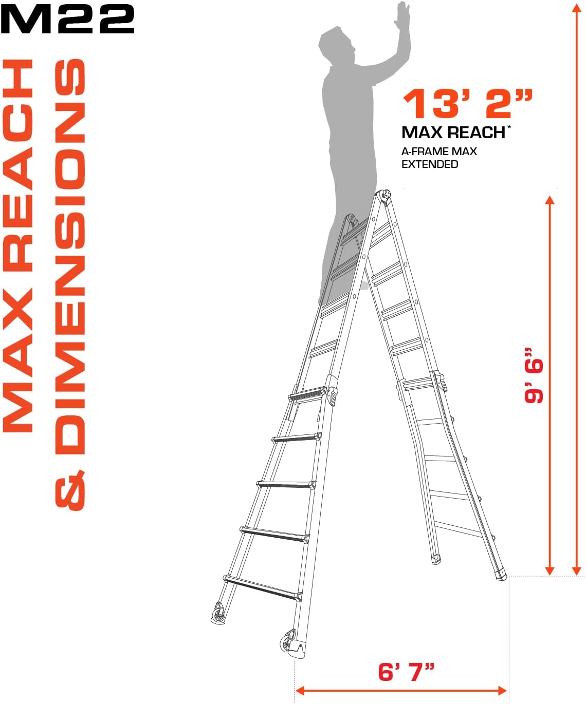 Little Giant Velocity, Aluminum Ladder, 14 ft Reach, 15413-001 | Telescoping Multi-Position Ladder with Extension, A-Frame, 90-Degree & Trestle Modes, 300 lbs. Rating