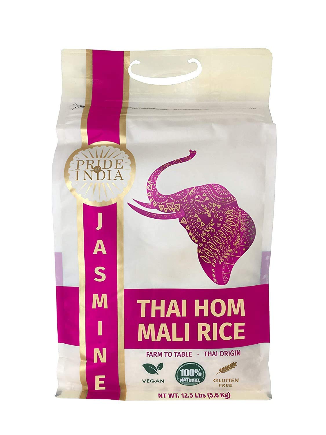 Pride Of India - Extra Long Indian Premium White Basmati Rice, 10 Pound (4.54 Kilo) Reclosable Bag - Naturally Aromatic, Aged, Flavorful, Slender, Non Sticky Grains - Great Value for Money