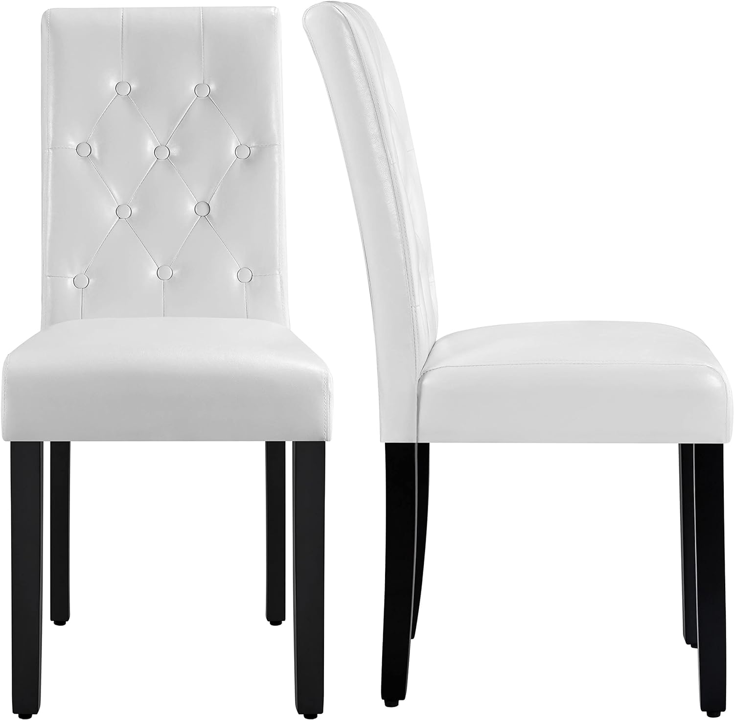 Yaheetech Dining Chairs Set of 2 Button Tufted Kitchen Chairs Brown