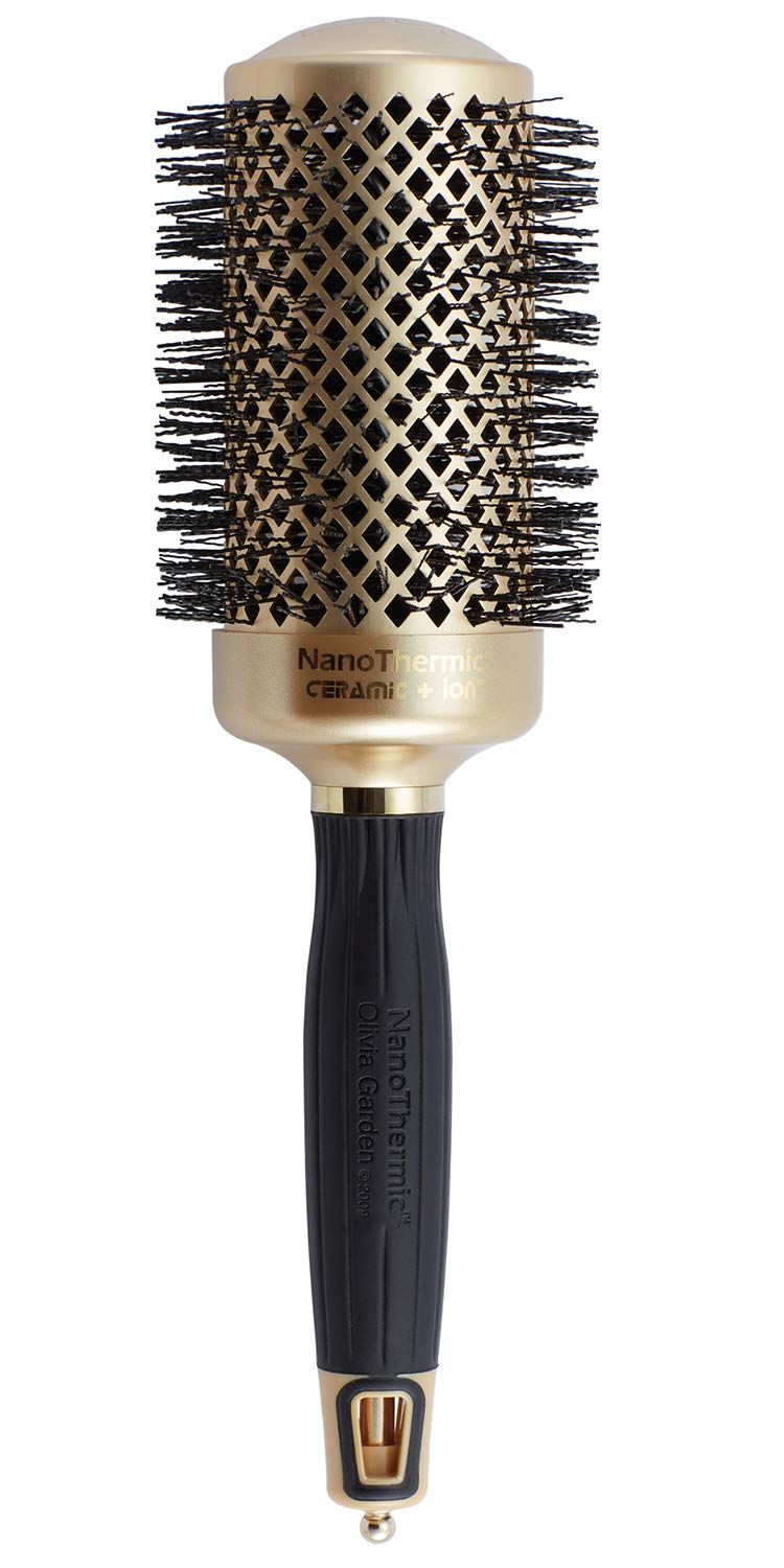 Olivia Garden NanoThermic Ceramic + Ion Round Thermal Hair Brush - Not Electrical - Professional Blowout Brush for Normal to Thick Hair