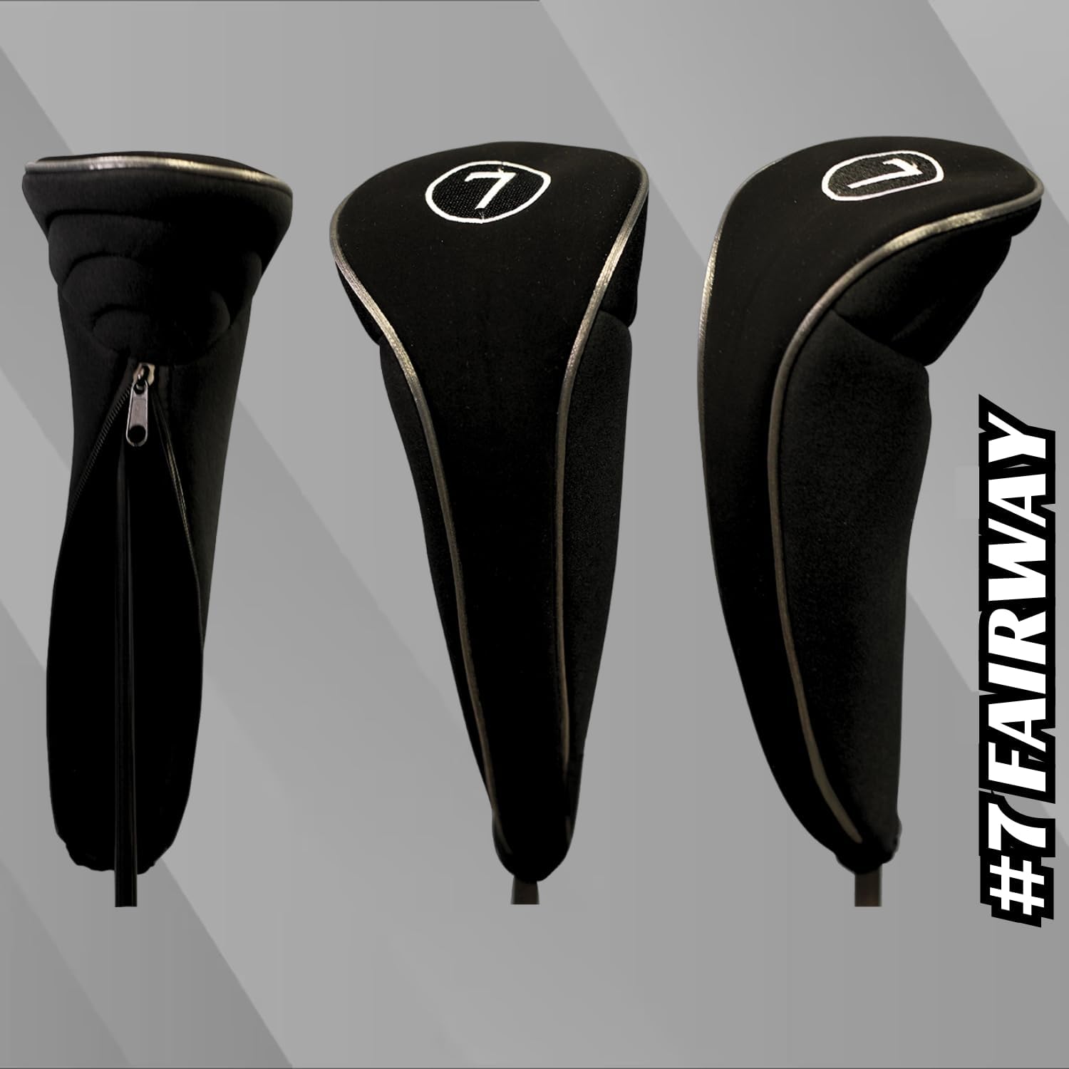 Black Golf Zipper Head Covers 3 5 7 Fairway Woods Headcovers Metal Neoprene Traditional Plain Protective Covers Fits All Fairway Clubs