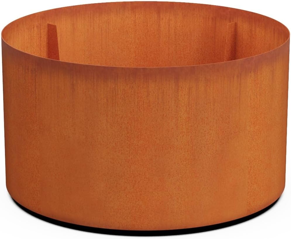 Plantercraft Large Round Planters for Outdoor Plants - 24 Inch Corten Steel Planter for Patio