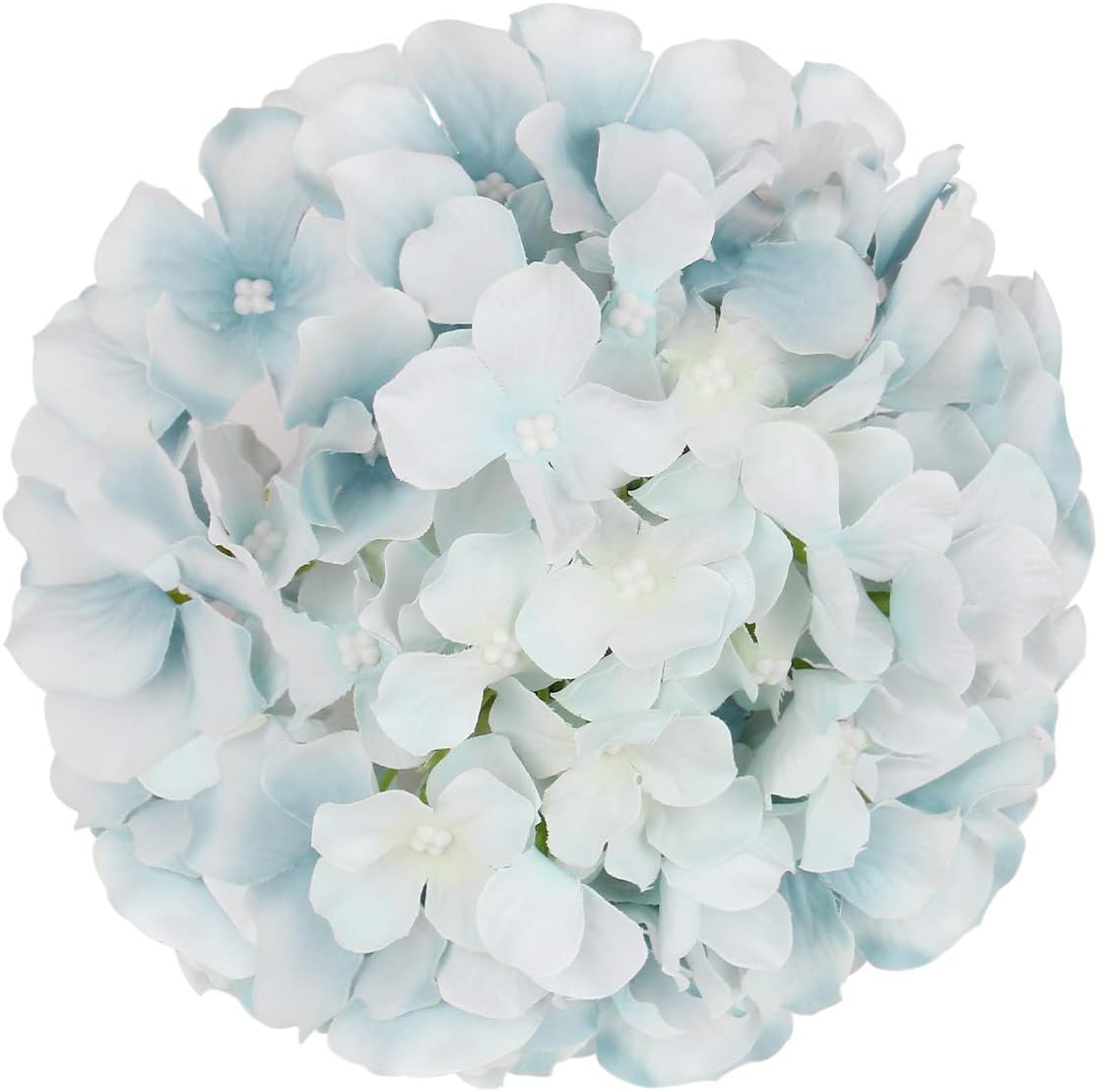 Silk Hydrangea Heads Artificial Flowers Heads with Stems for Home Wedding Decor,Pack of 10 (White)
