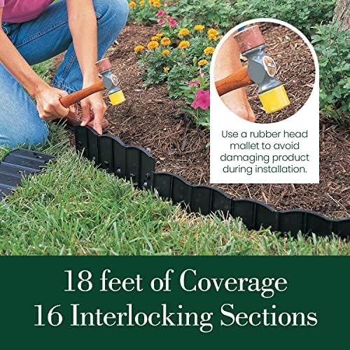 Dalen HammerEdge Pound in Edging - 16 Durable Interlocking Pieces -18 feet of Coverage - Made in USA - Easy to Install - 1 Pack | 16 Durable