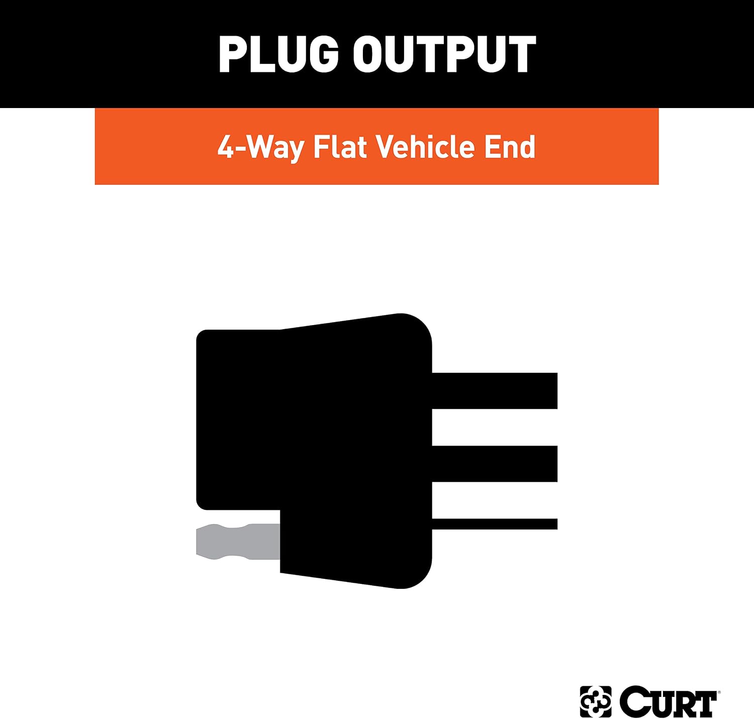 CURT 56175 Non-Powered 3-to-2-Wire Splice-in Tail Light Converter, 4-Pin Wiring Harness , Black